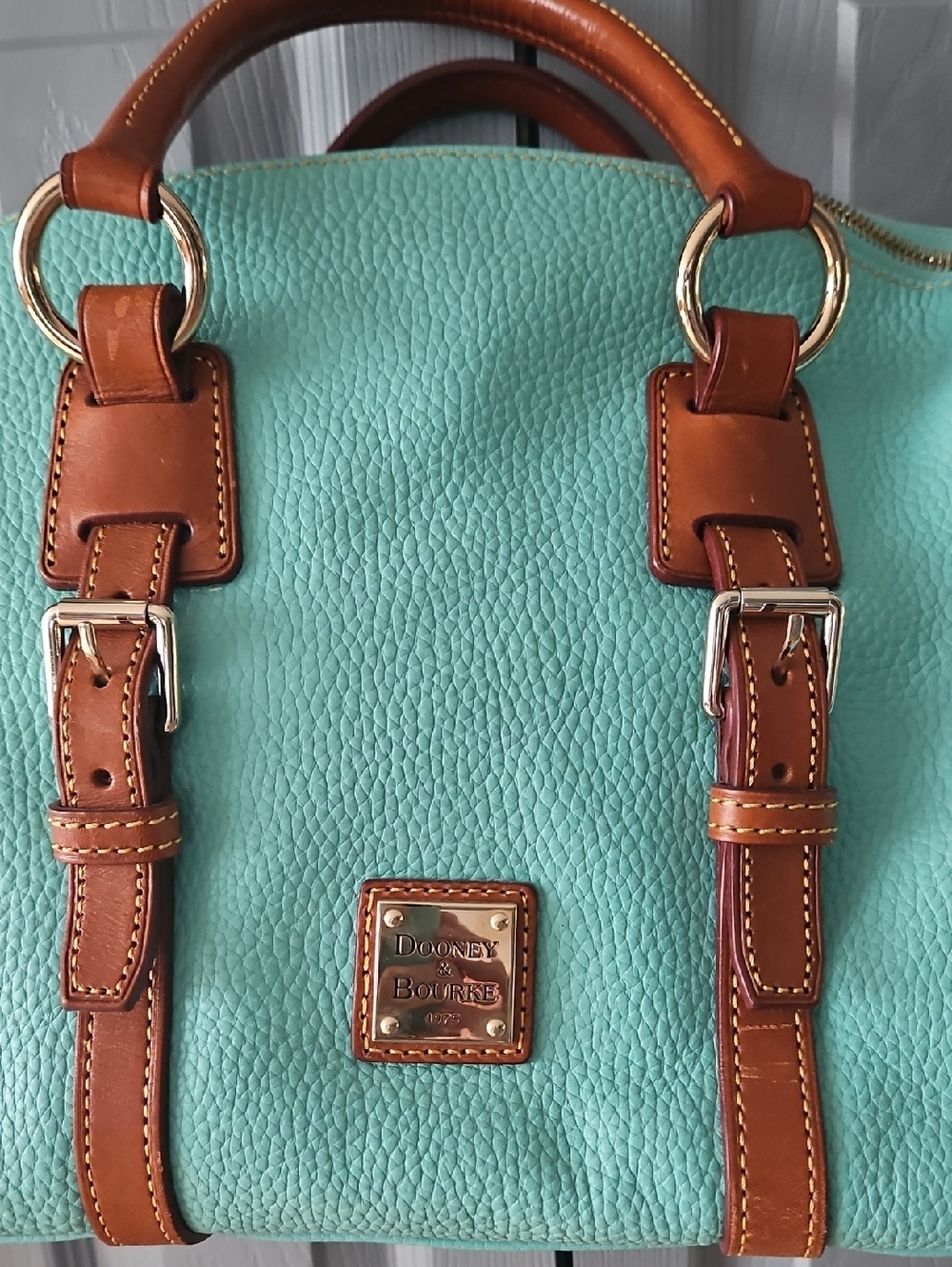 Dooney & Bourke Aqua Pebble Leather Bristol Satchel - Picture 13 of 15